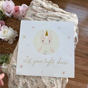 Unicorn Themed Kids Wall Art - Gold and Pink